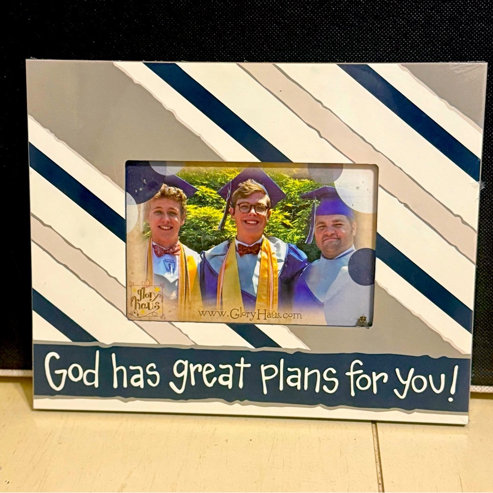 Glory Haus New in Packaging Navy Striped God Has Great Plans Fir You Grad Frame